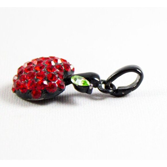 Beautiful Small Crystal Red Apple Pendant Charm 7/8" - Picture 3 of 3